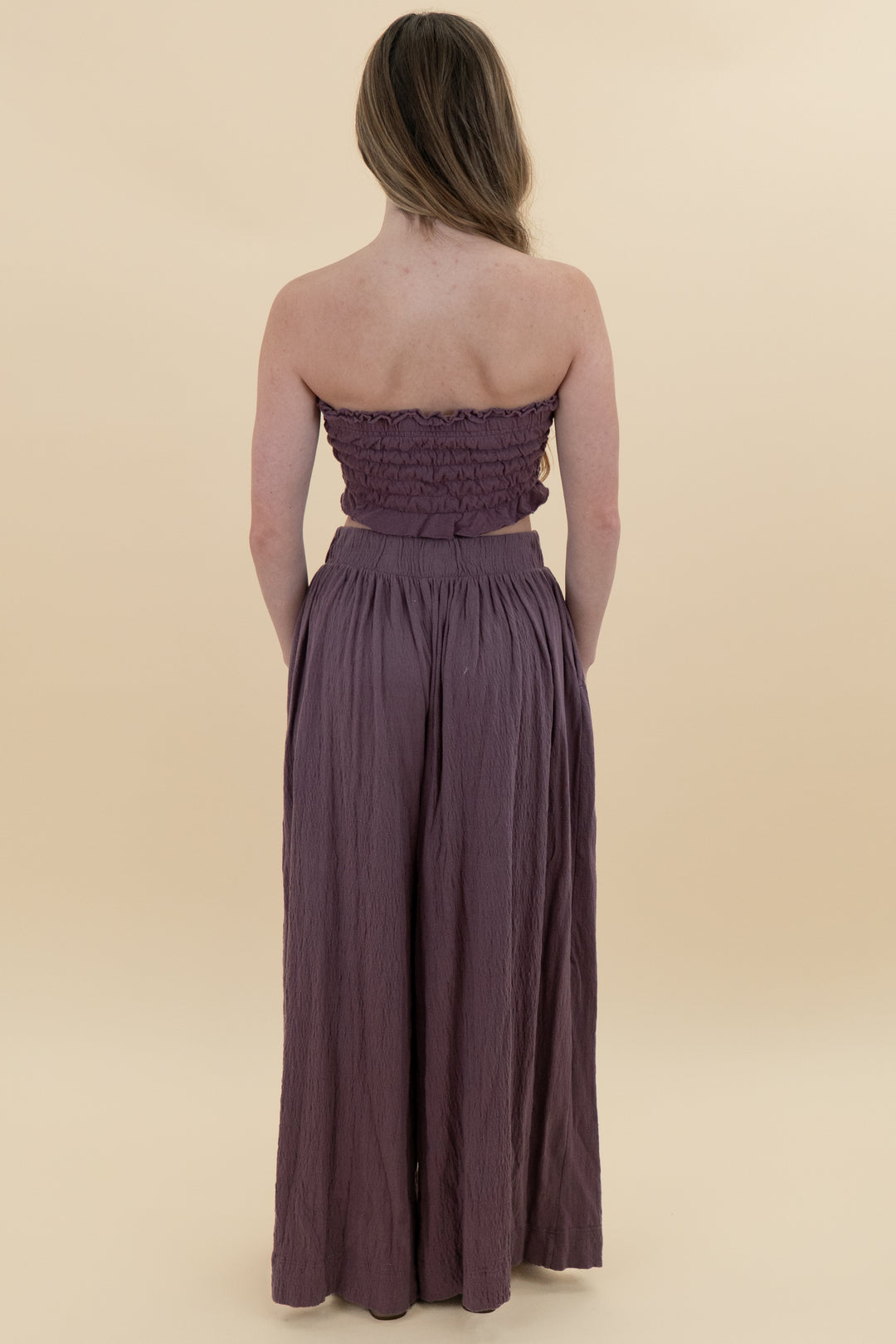 fp beach purple tube top and wide leg set (xs)