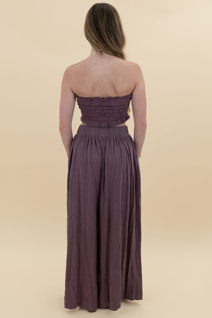 fp beach purple tube top and wide leg set (xs)