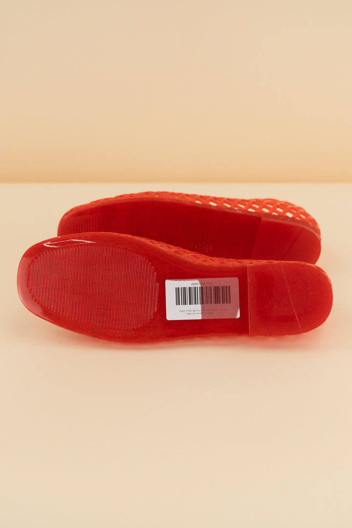 steve madden red jelly flat (8; retail $49)