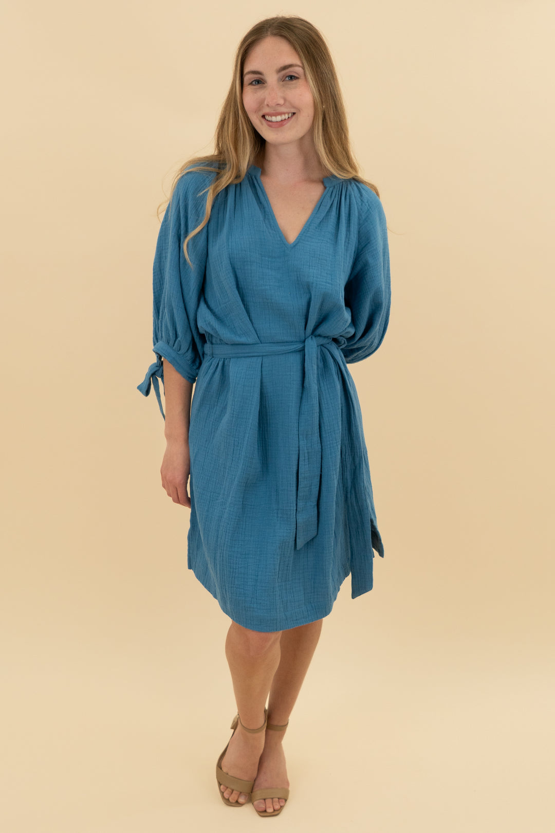 summersalt blue gauze midi dress (xs)