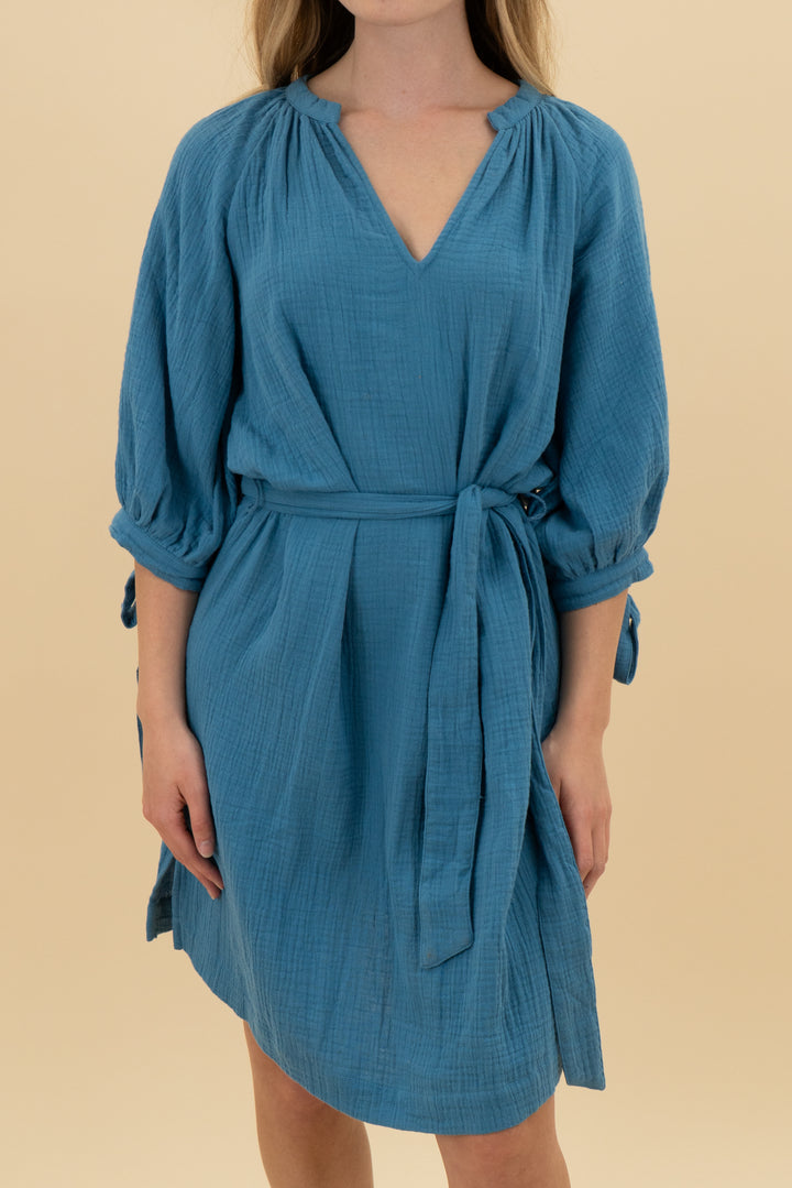 summersalt blue gauze midi dress (xs)