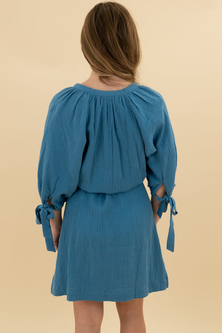 summersalt blue gauze midi dress (xs)