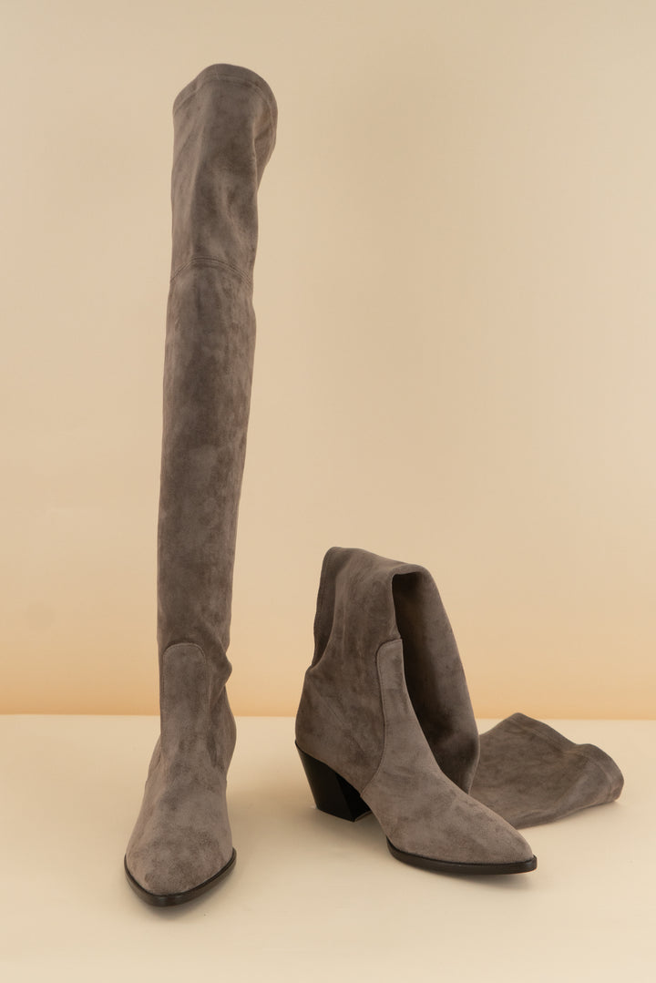 thursday taupe over the knee boots (8; retail $194)