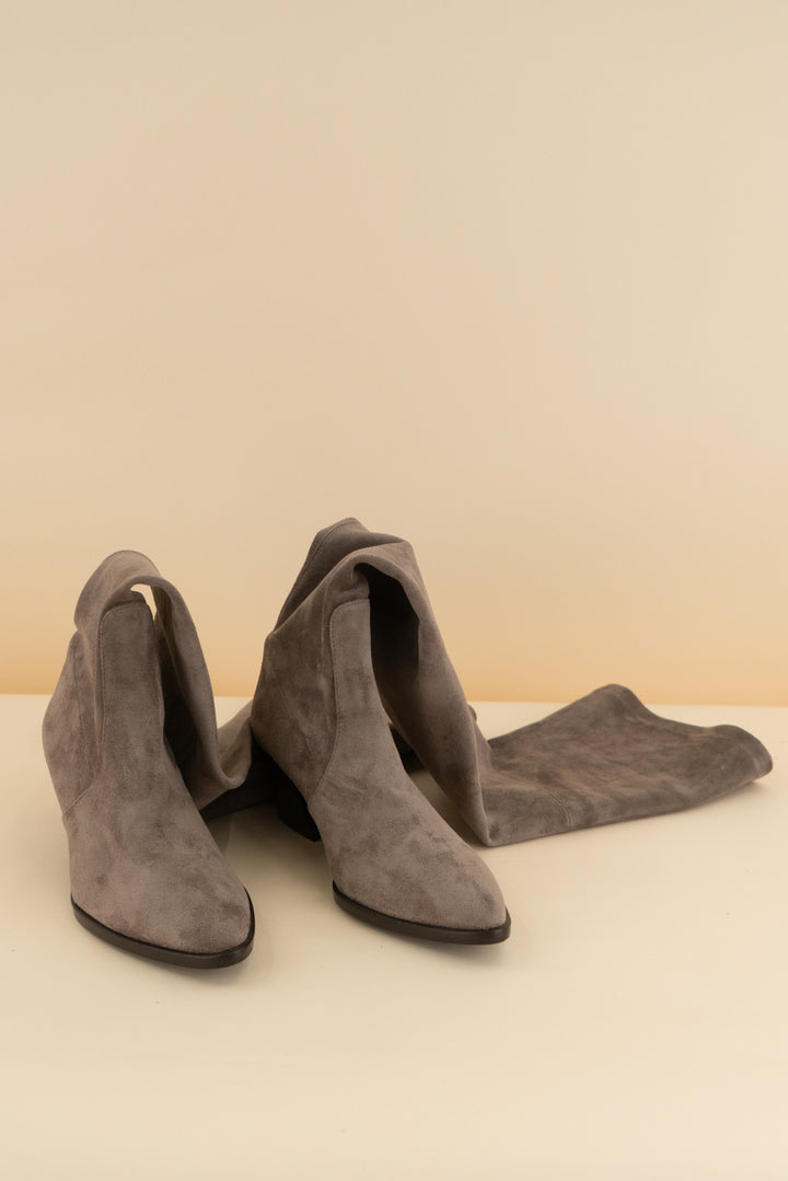 thursday taupe over the knee boots (8; retail $194)