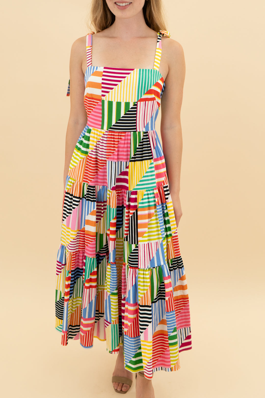 kate spade multi stripe midi dress (xs)