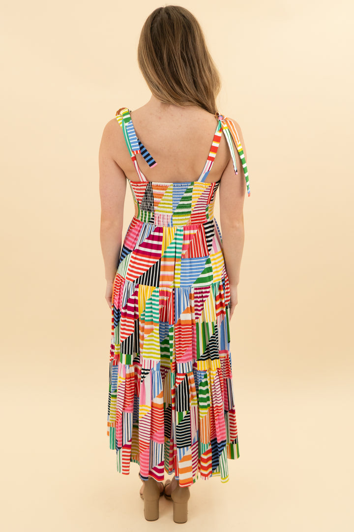 kate spade multi stripe midi dress (xs)