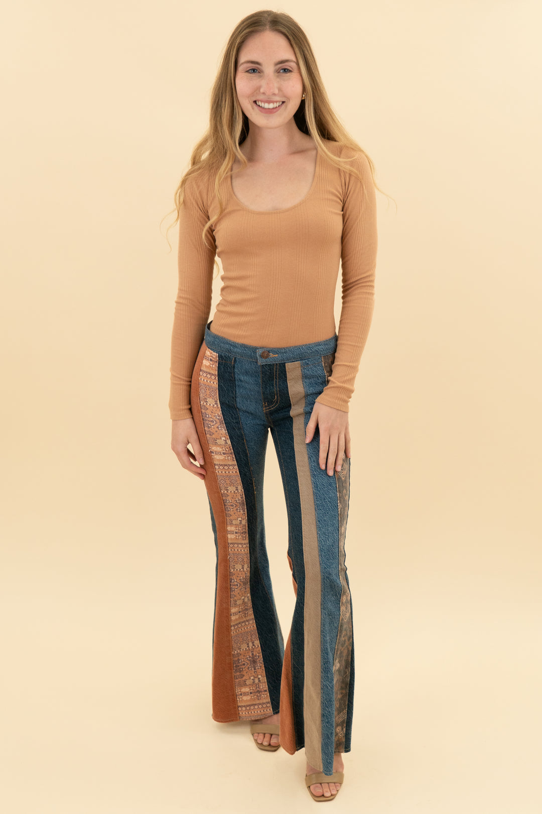 we the free mixed print denim patch bell bottom pants (24)