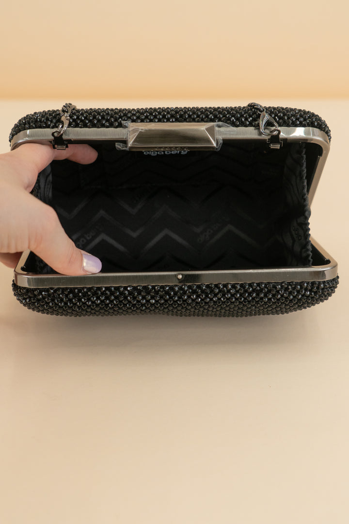 olga berg black Ronny Crystal Mesh Clutch (retail $125)