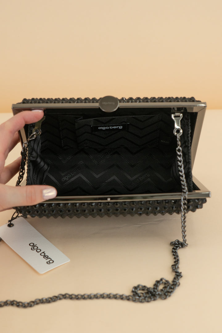 olga berg black manuela rhinesone  Clutch (retail $115)