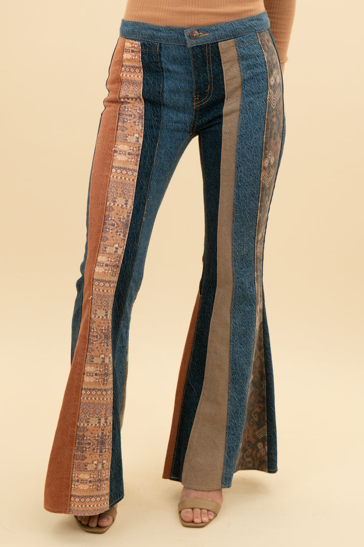 we the free mixed print denim patch bell bottom pants (24)
