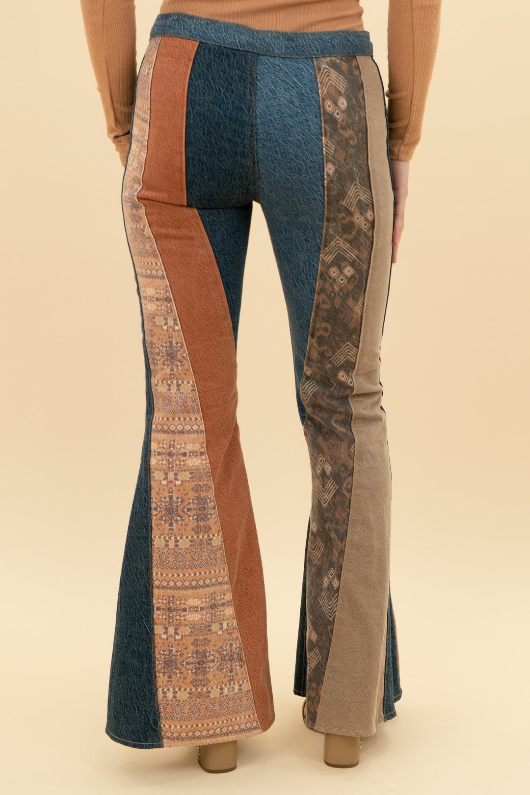 we the free mixed print denim patch bell bottom pants (24)
