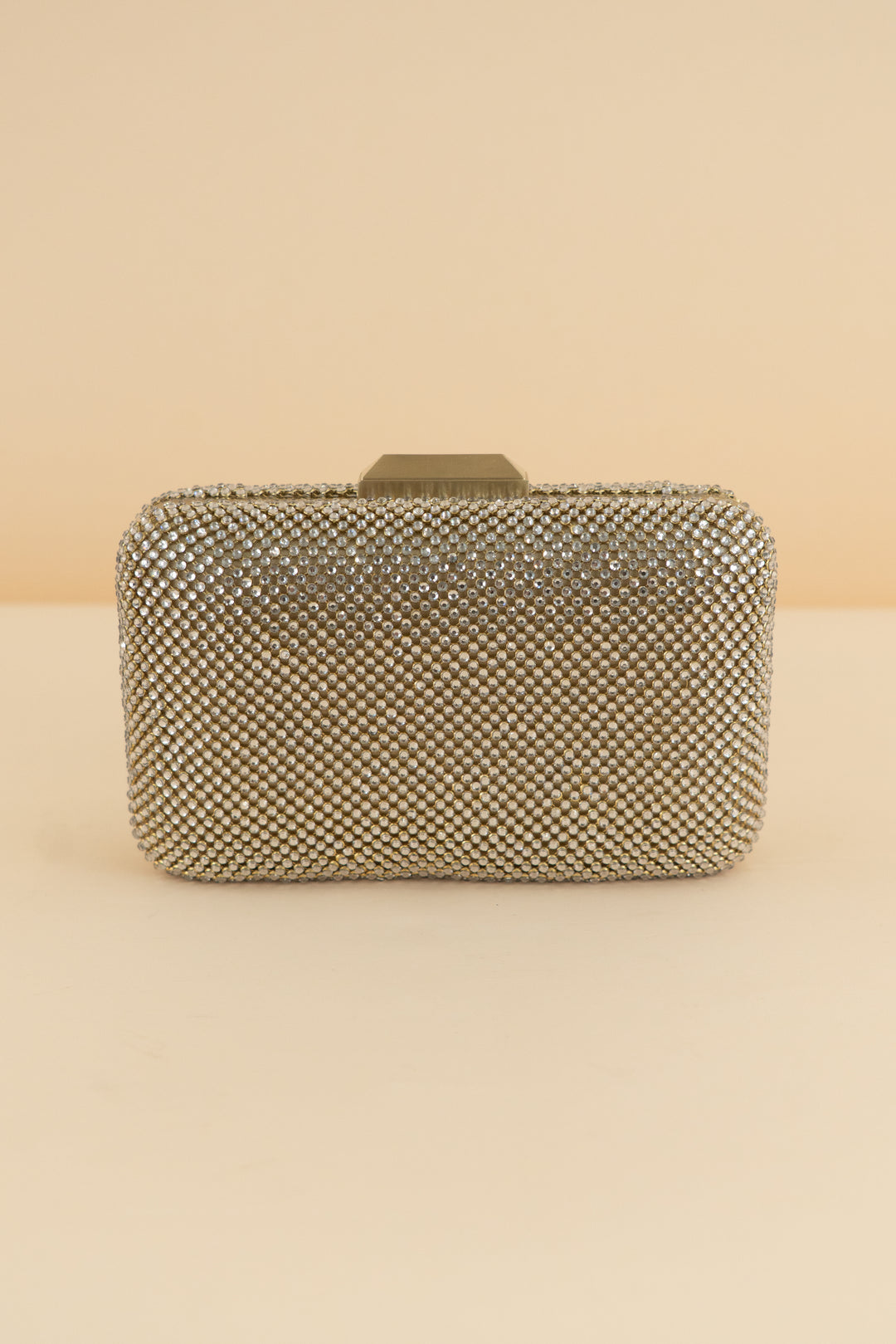 olga berg champagne Ronny Crystal Mesh Clutch (retail $125)