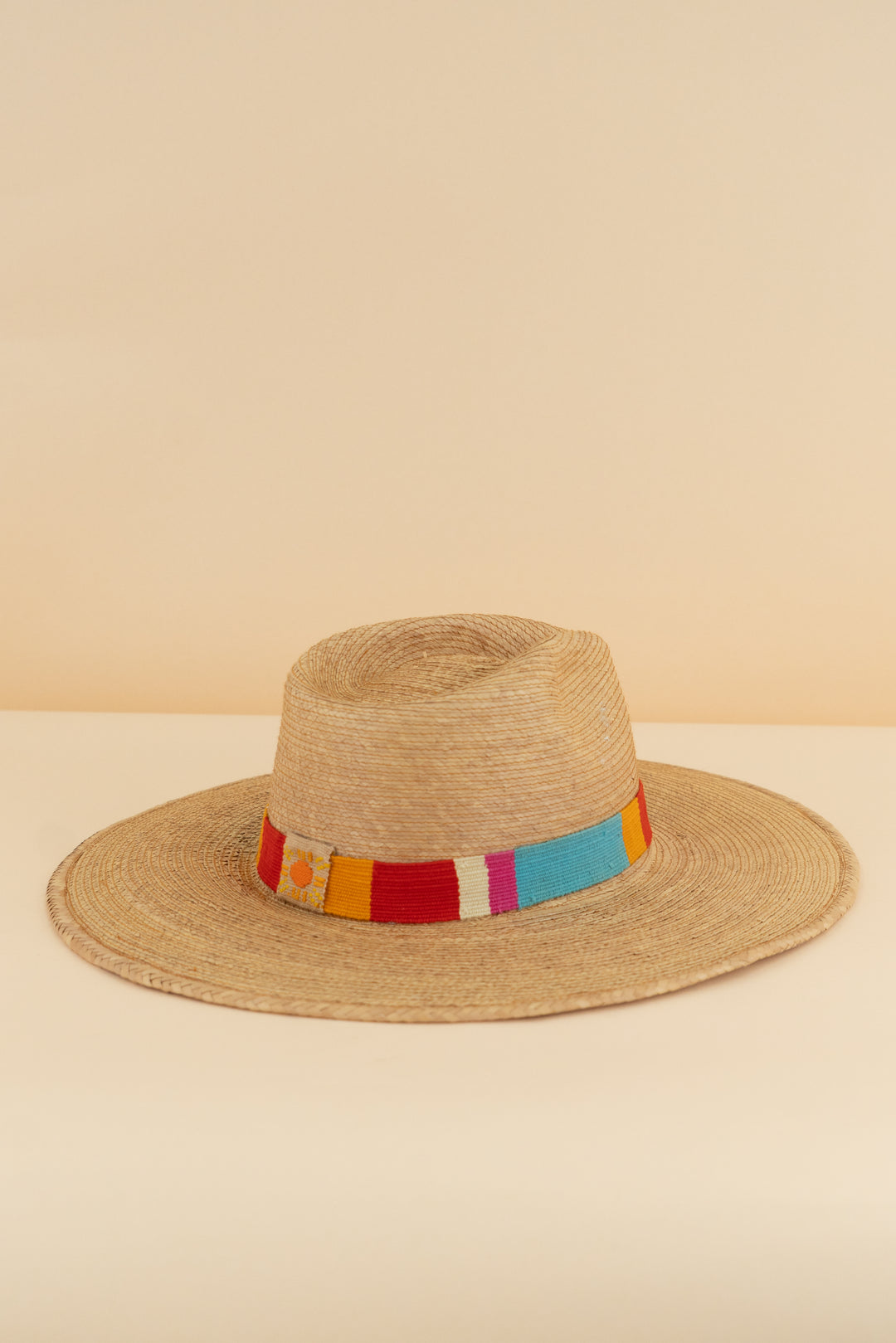 rattan sun hat with multicolor band (os; retail $65)