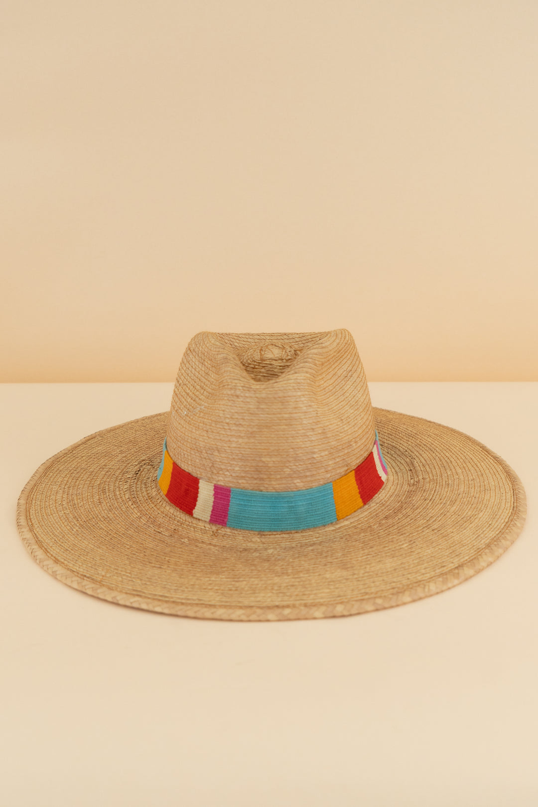 rattan sun hat with multicolor band (os; retail $65)