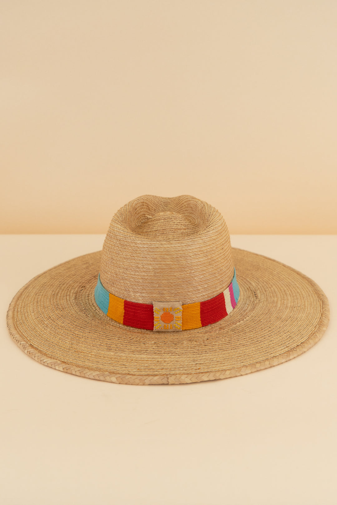 rattan sun hat with multicolor band (os; retail $65)