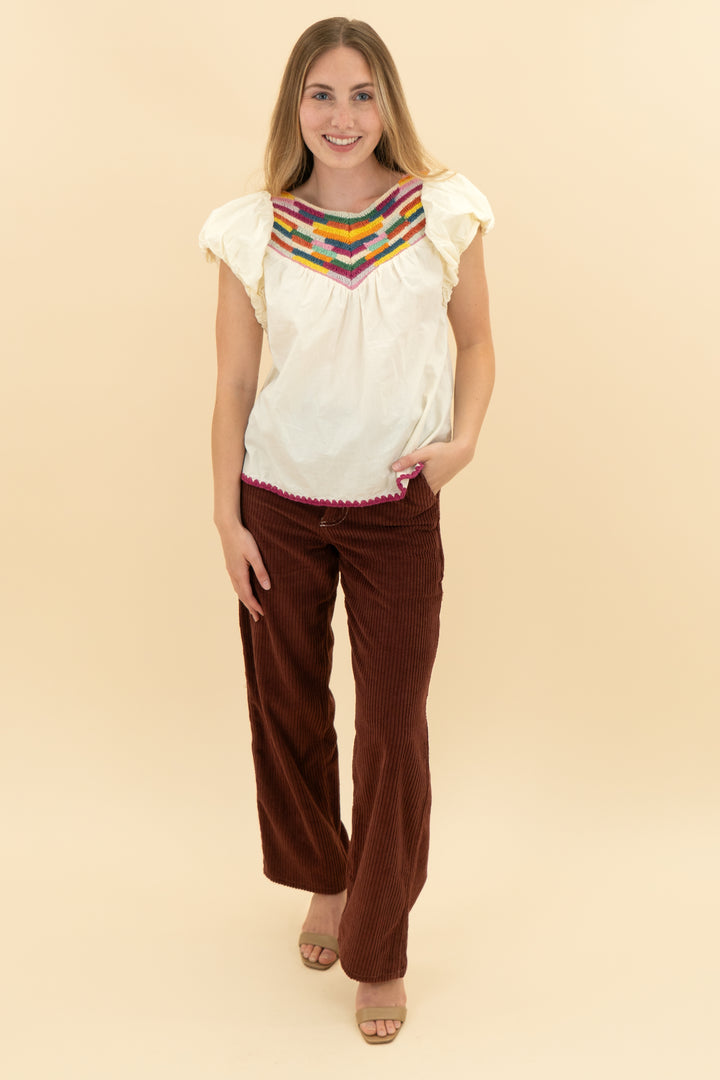 lisa says gah brown corduroy cherry pants (0)