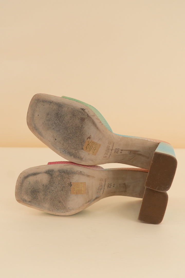 staud rainbow block heel (9.5, retail $375)