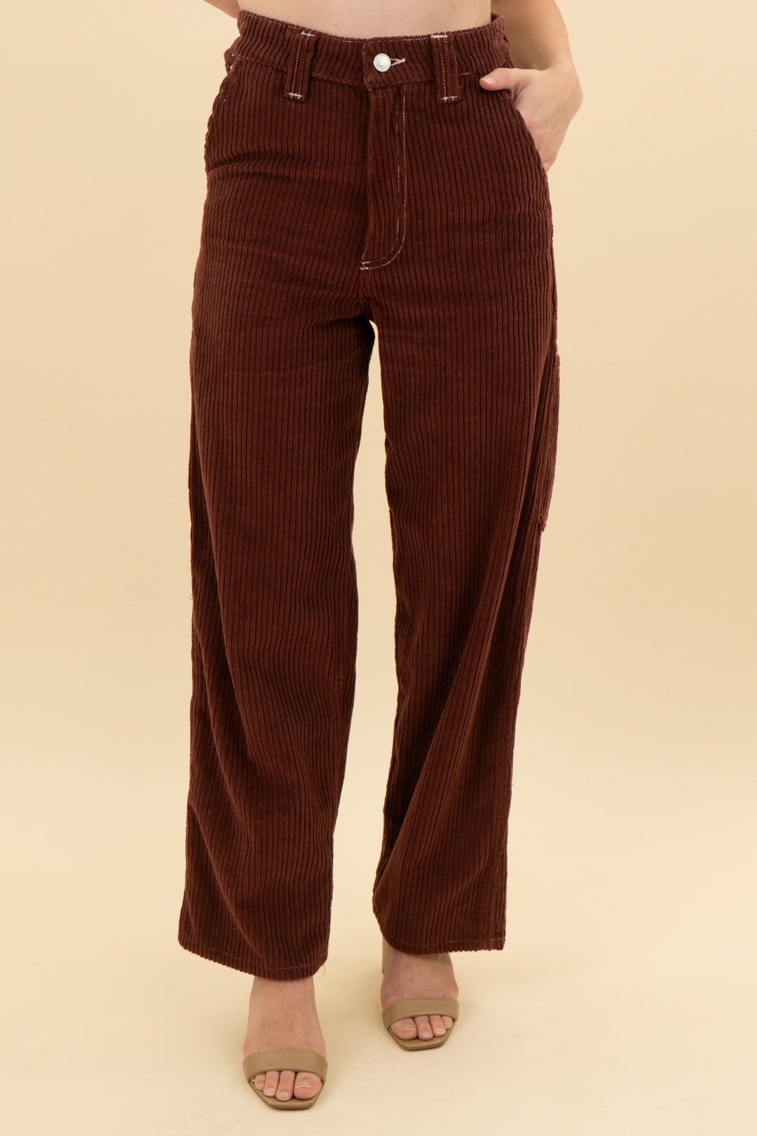 lisa says gah brown corduroy cherry pants (0)