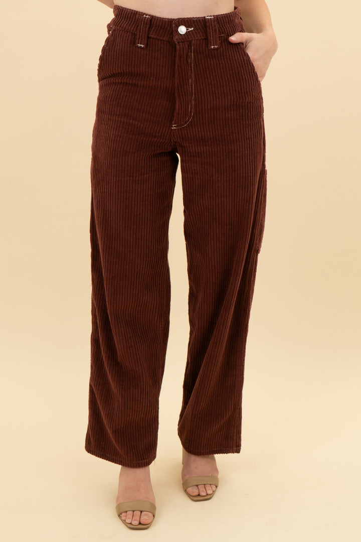 lisa says gah brown corduroy cherry pants (0)
