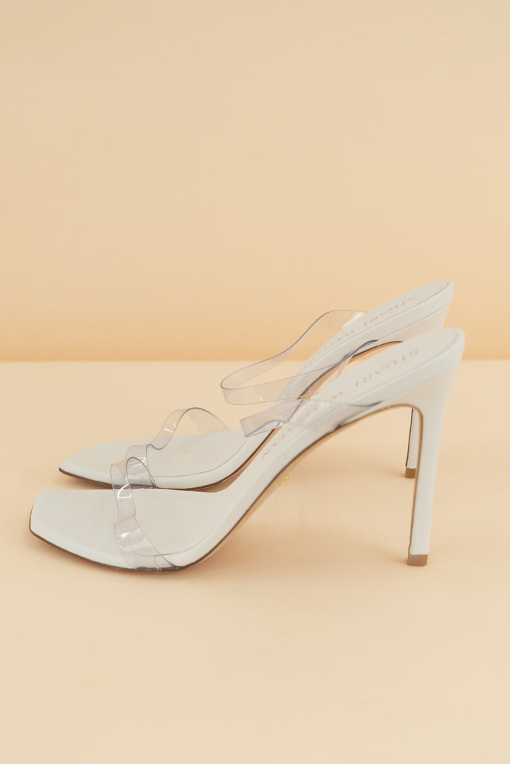 stuart weitzman clear strap heel (10.5; retail $180)
