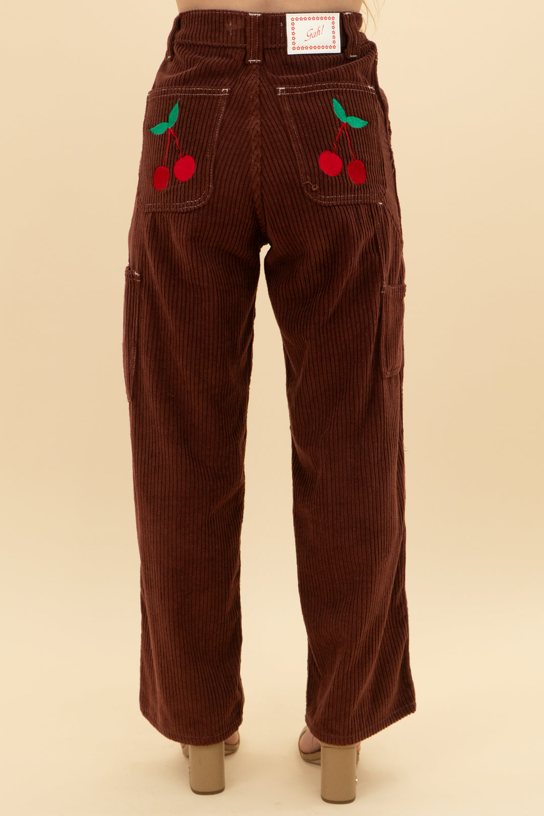 lisa says gah brown corduroy cherry pants (0)