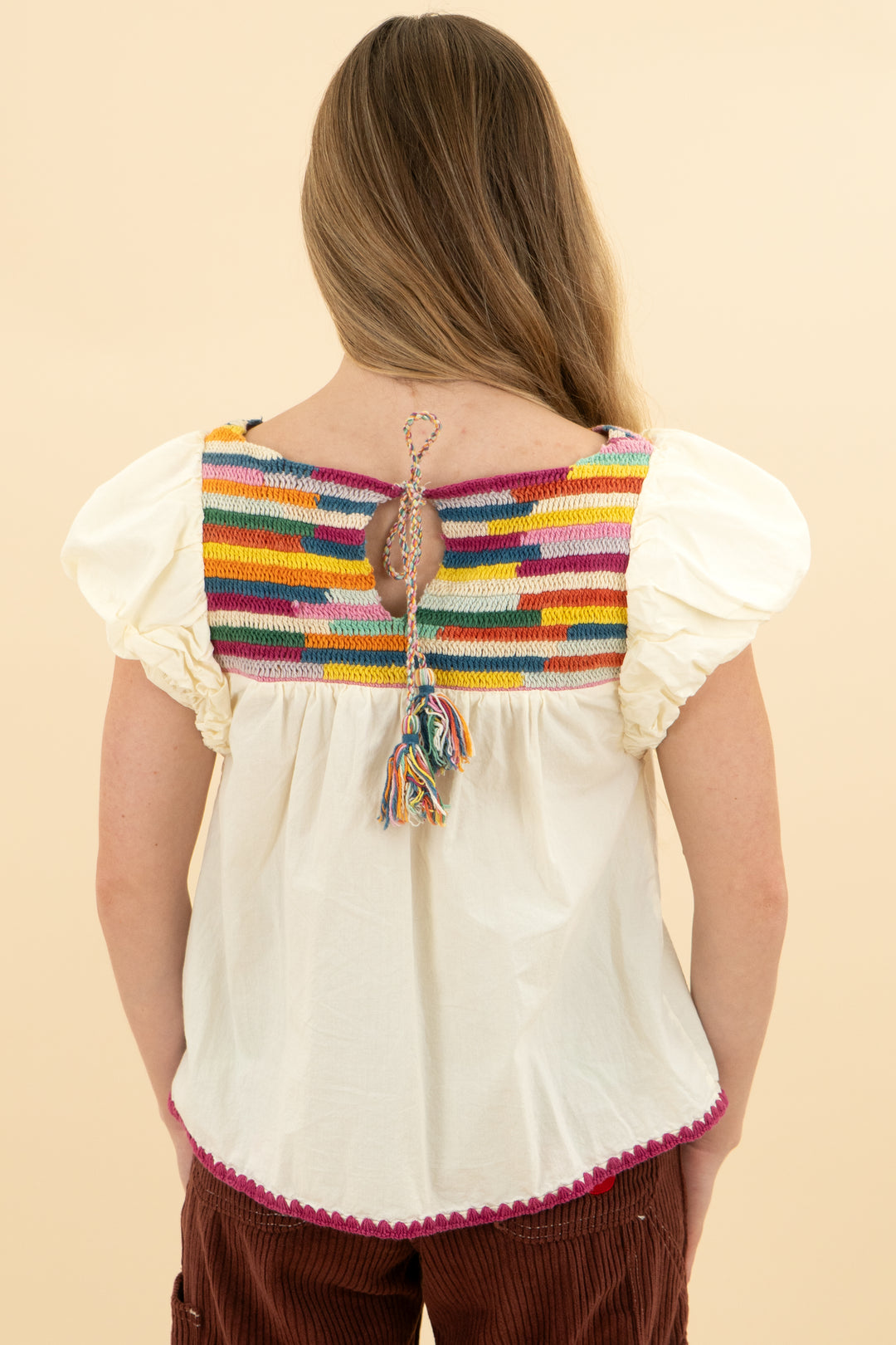 saylor cream/colorful knit top (xs/s)