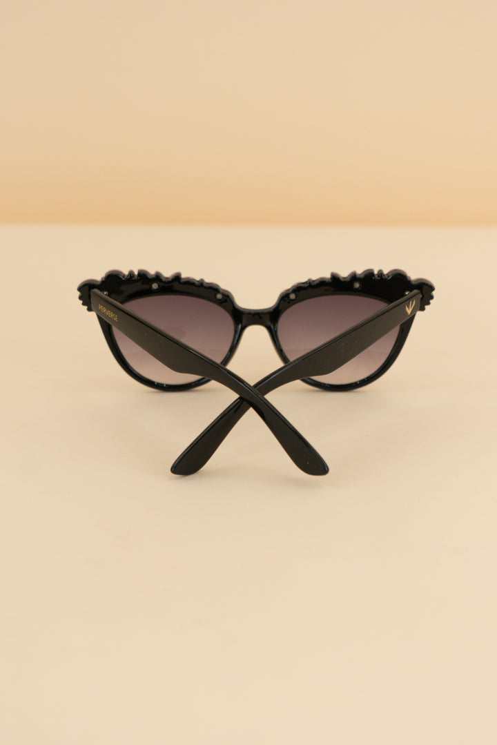persevere black sunglasses w/ pink gemstones
