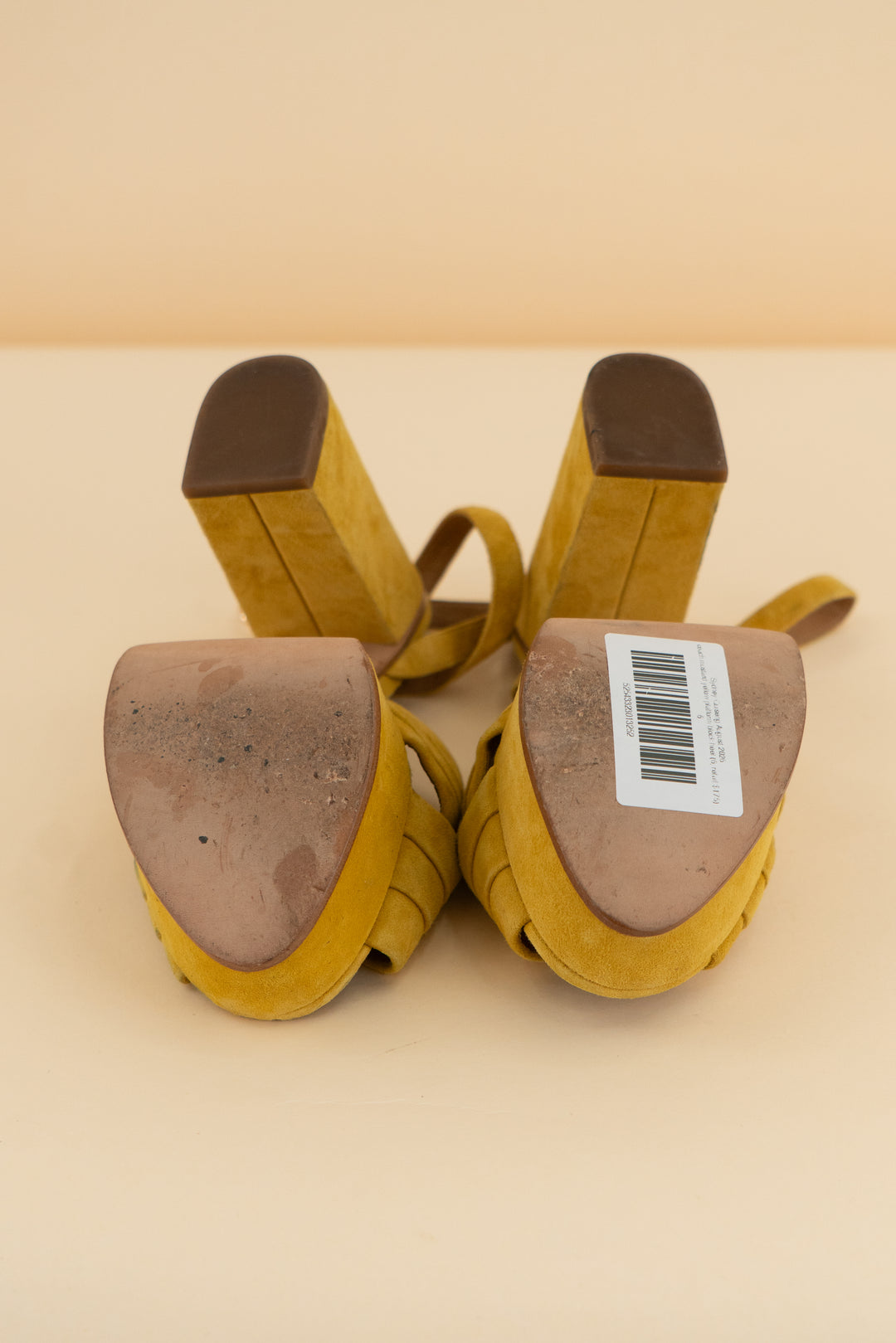 coach mustard yellow platform block heel (6; retail $175)