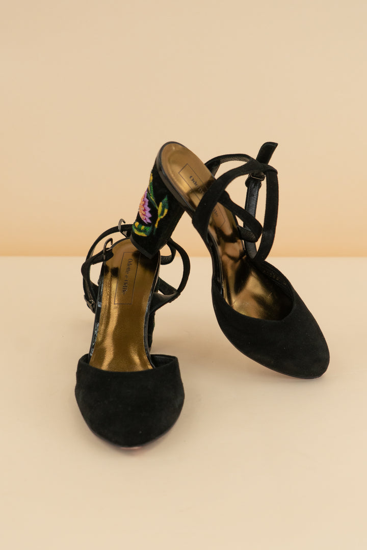 odette e odile black floral heel (7.5; retail $250)
