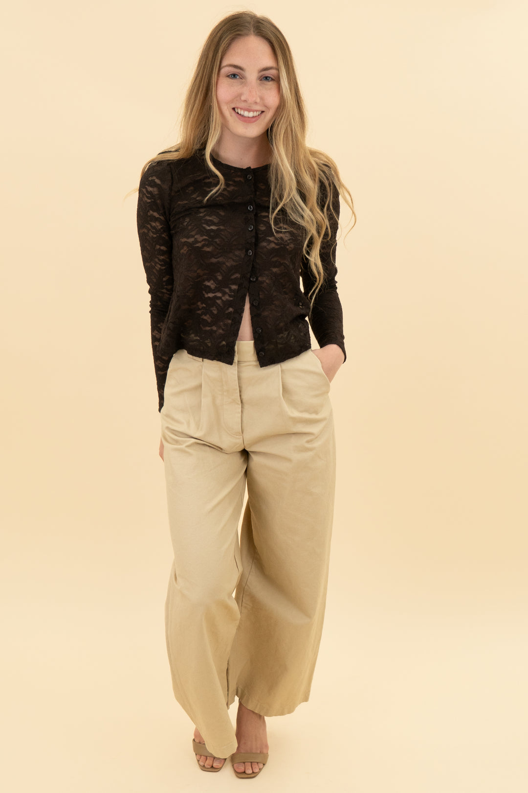 gap brown lace long sleeve top nwt (xsp; retail $59.95)