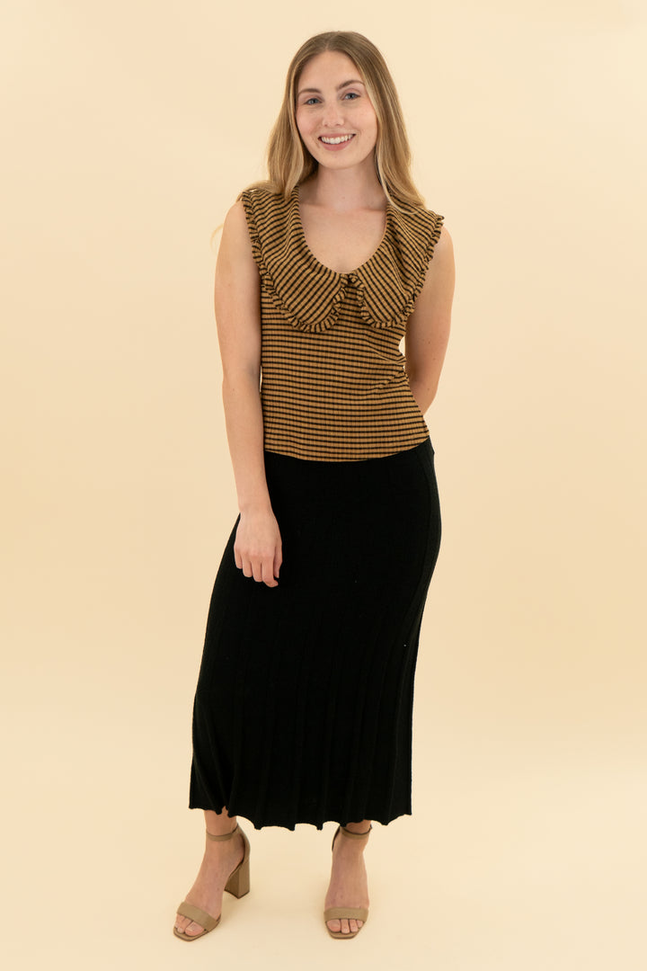 meve brown and black gingham collared top (xs)