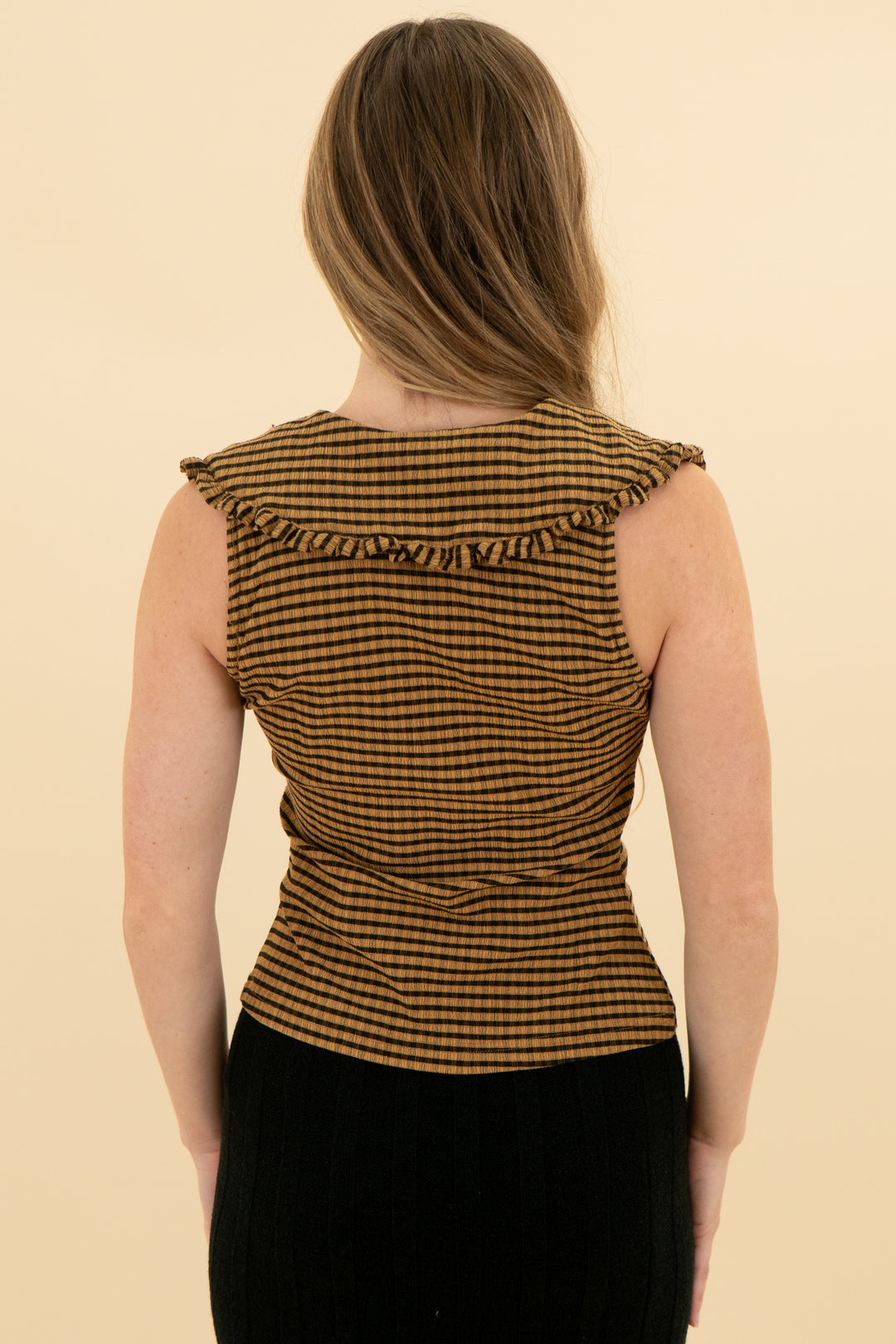 meve brown and black gingham collared top (xs)