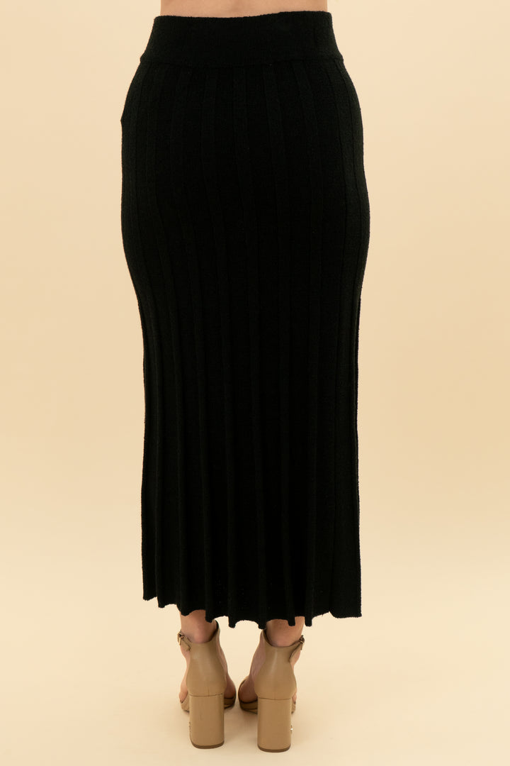 who what wear black textured knit maxi skirt (xs)
