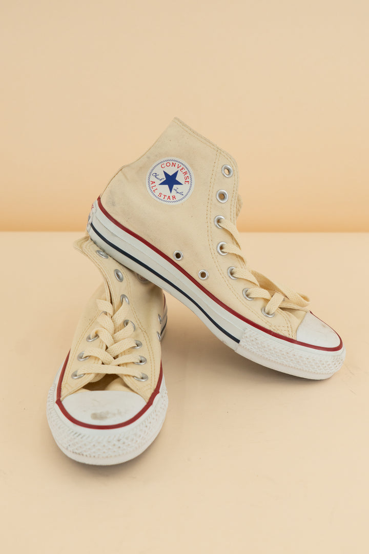 converse cream classic high tops (5.5; retail $65)