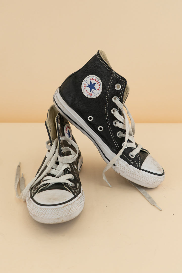 converse black classic high tops (6; retail $65)
