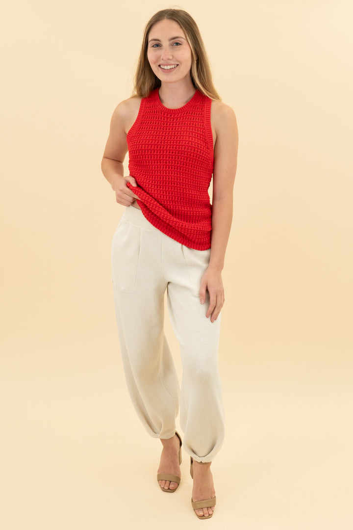 madewell red crochet knit sleeveless top (xs)