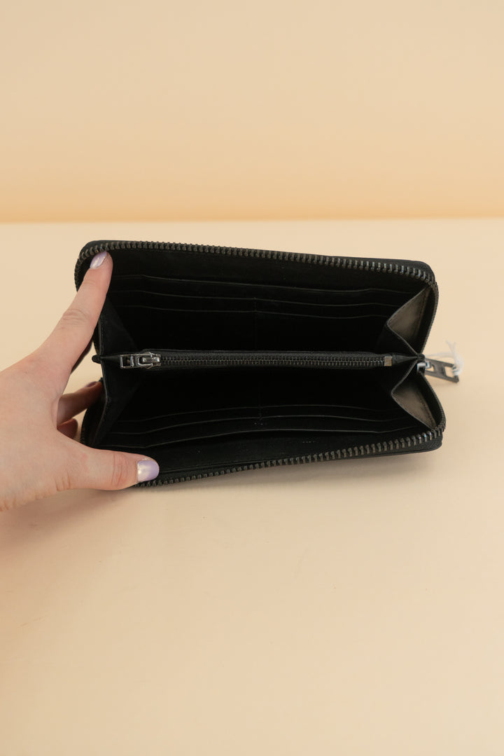 all saints black wallet (os; retail $169)