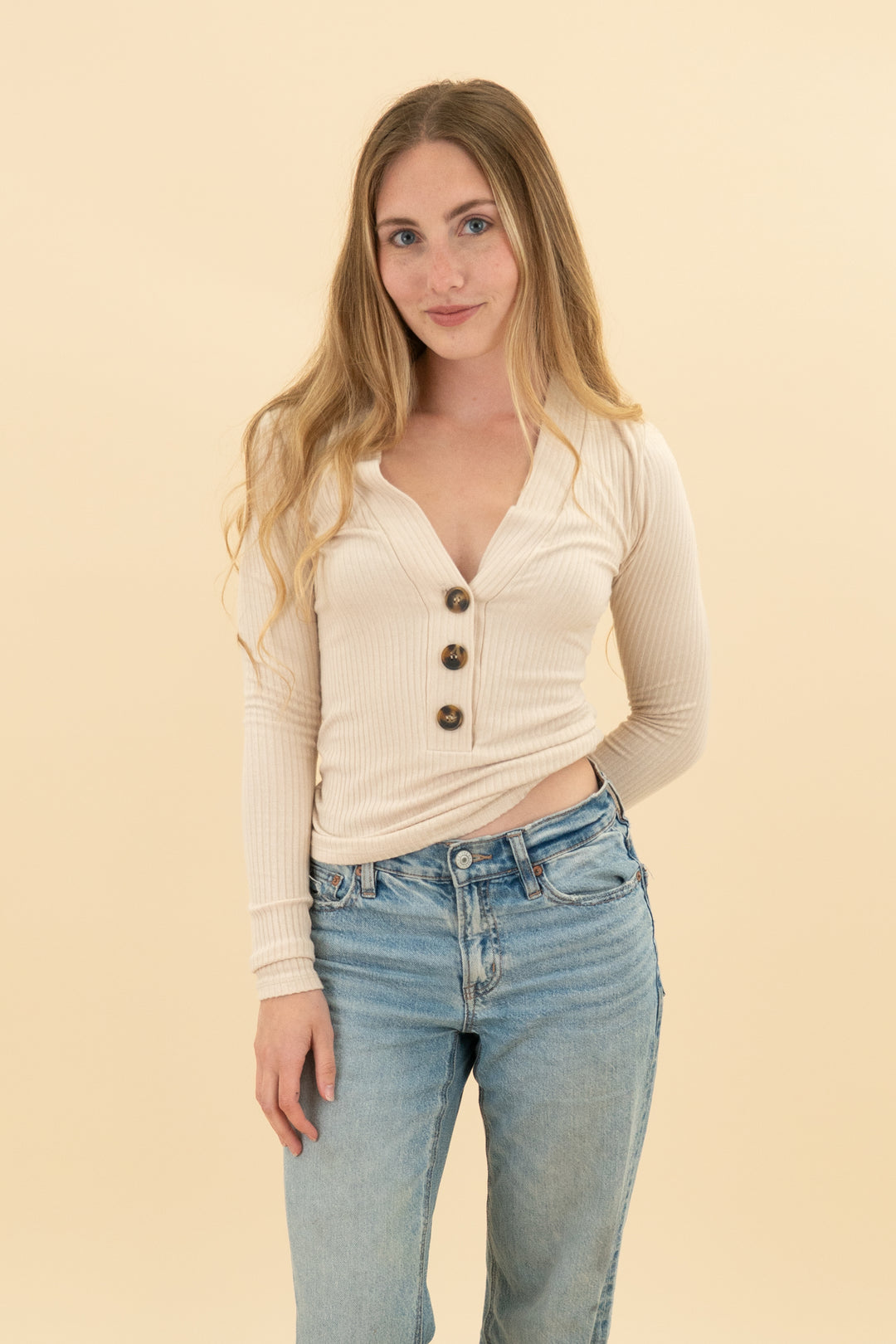 lett cream ribbed top (xs)