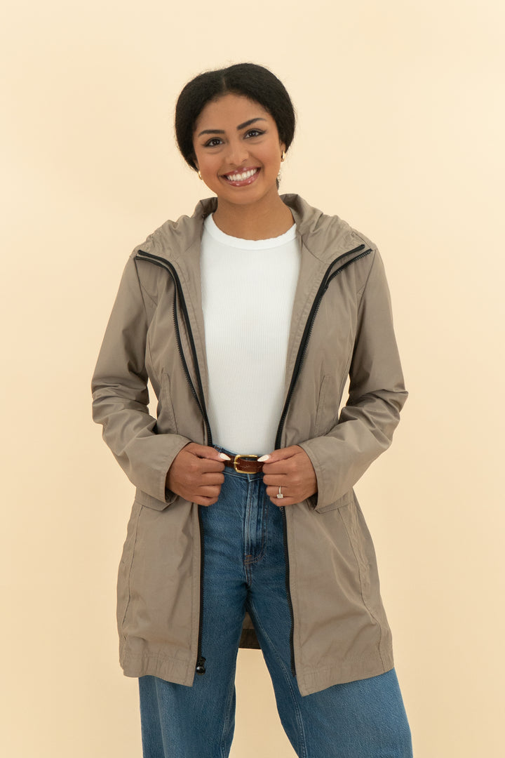 laundry by shelli segal tan green rain coat (m; retail $320)
