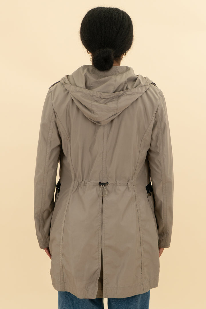 laundry by shelli segal tan green rain coat (m; retail $320)
