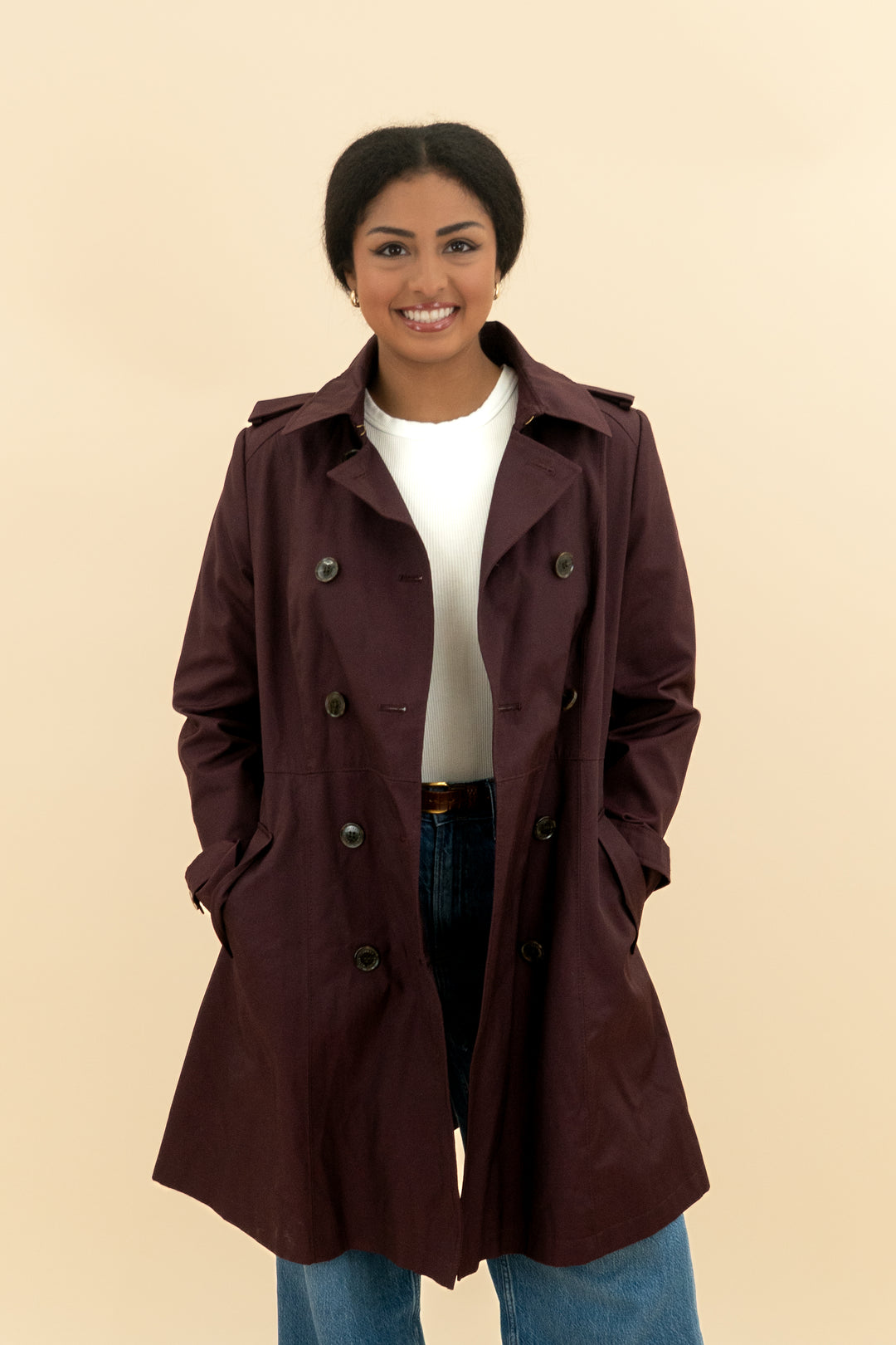 ralph lauren plum trench coat (m; retail $175)