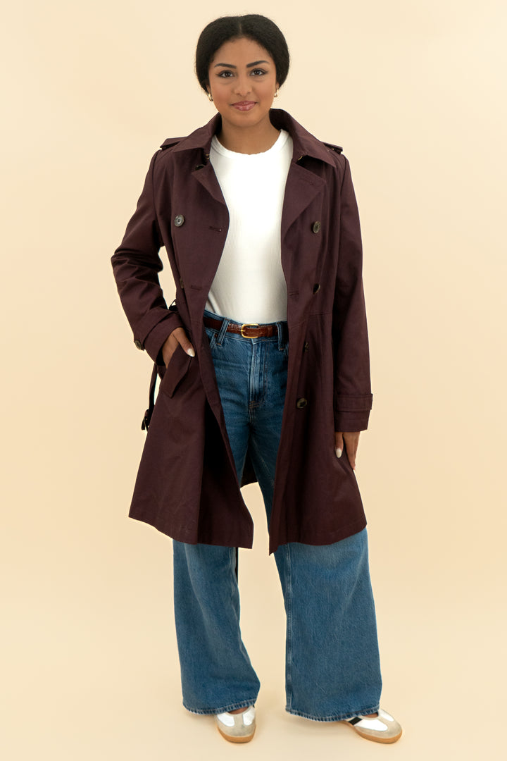 ralph lauren plum trench coat (m; retail $175)