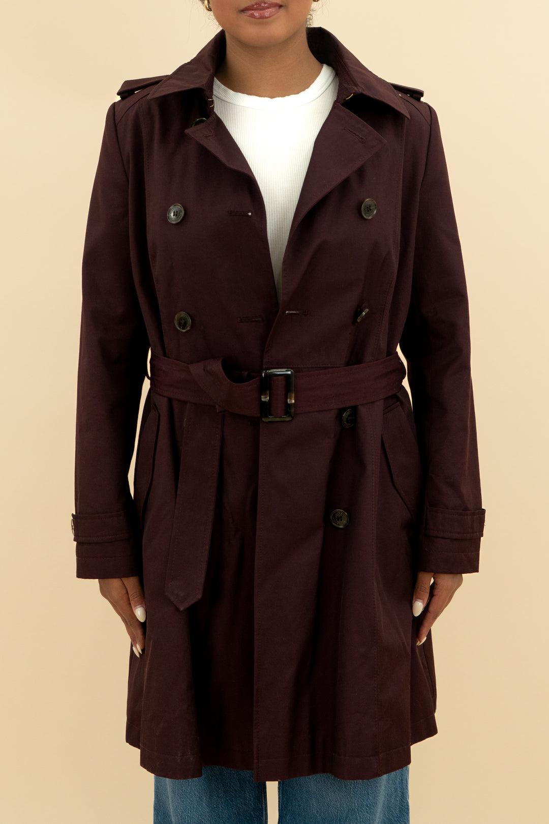 ralph lauren plum trench coat (m; retail $175)