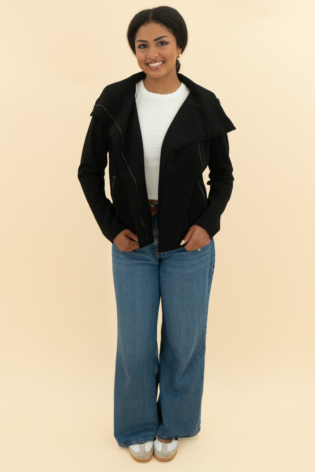 blank nyc black zip jacket (m; retail $138)