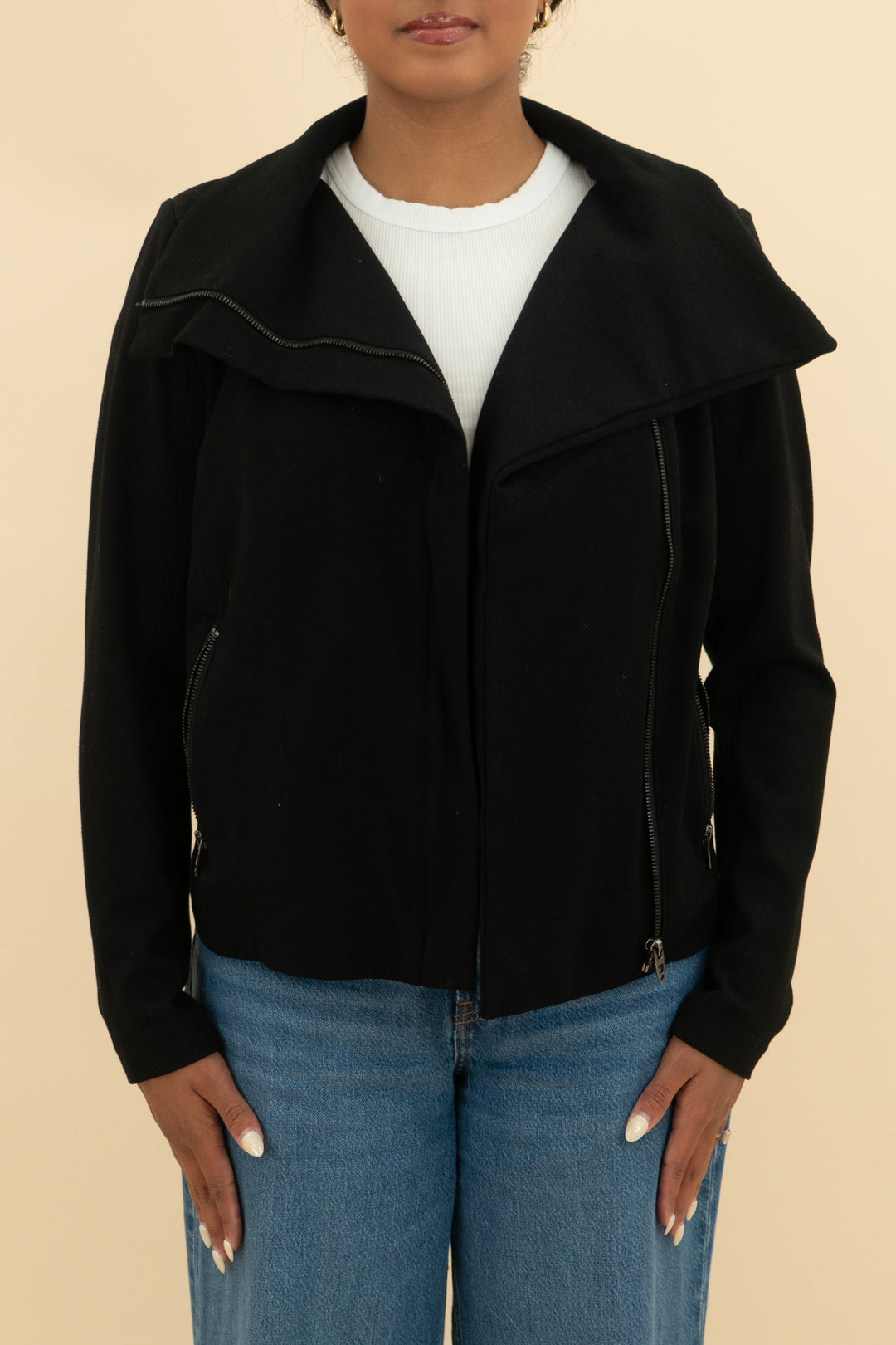 blank nyc black zip jacket (m; retail $138)