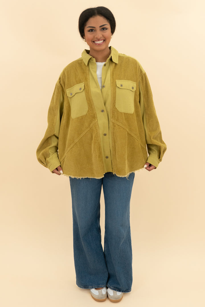 Thread & Supply Gold Frayed Corduroy Shirt Jacket nwt (m; retail $99)