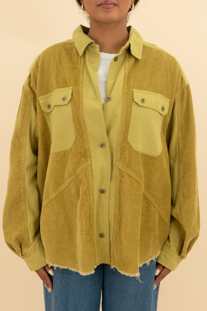 Thread & Supply Gold Frayed Corduroy Shirt Jacket nwt (m; retail $99)