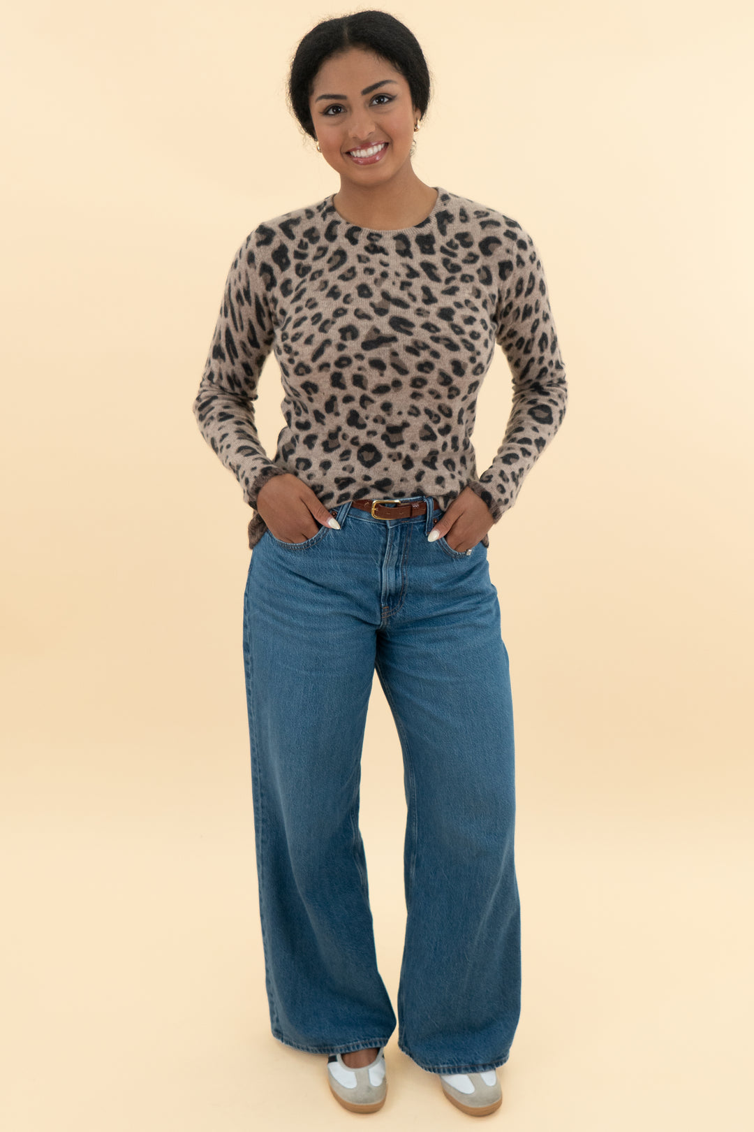 magaschoni cashmere cheetah print sweater (m; retail $109)