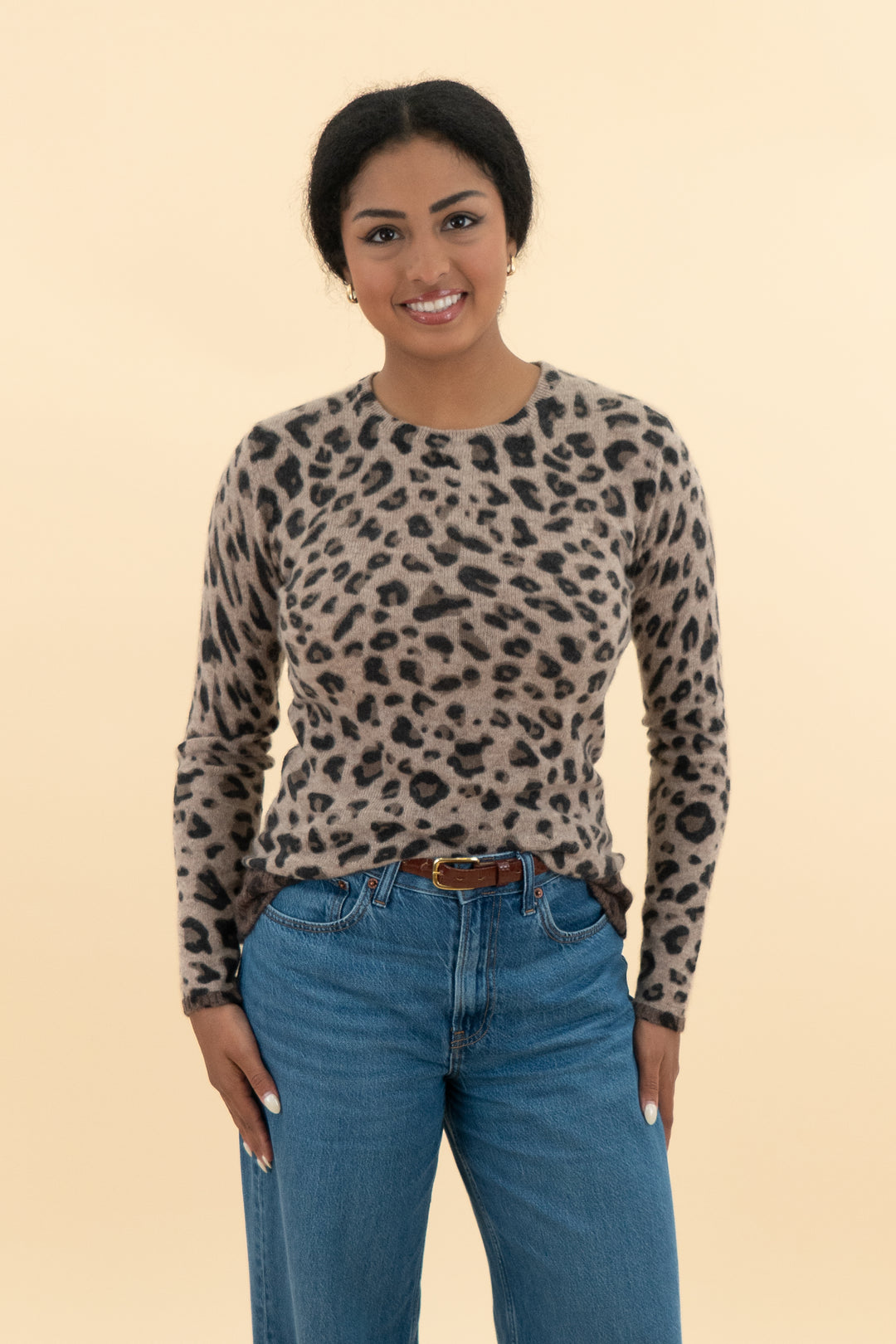 magaschoni cashmere cheetah print sweater (m; retail $109)