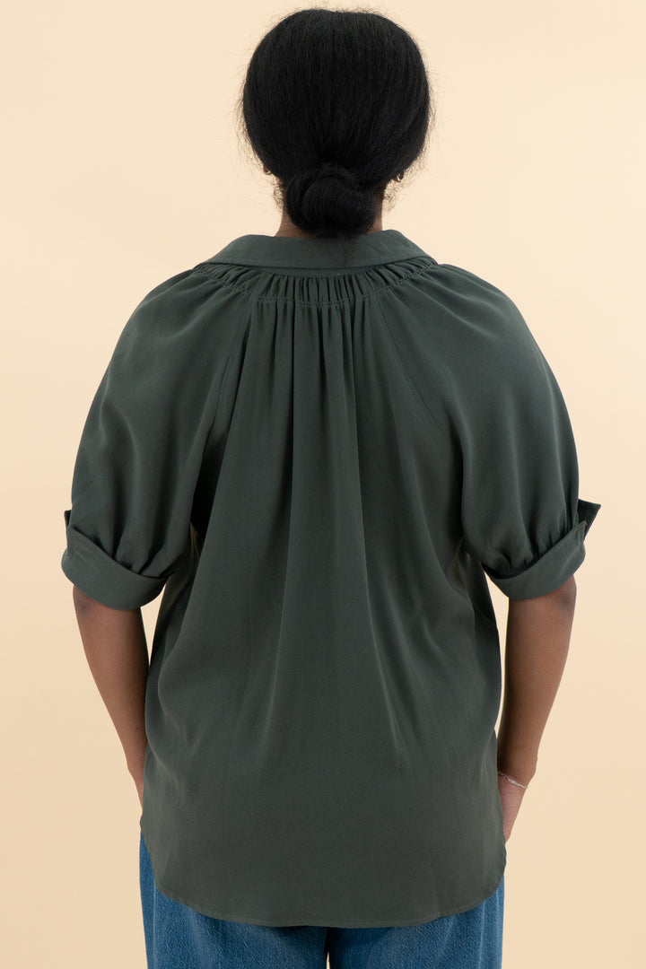 max studio grey v blouse (m; retail $148)
